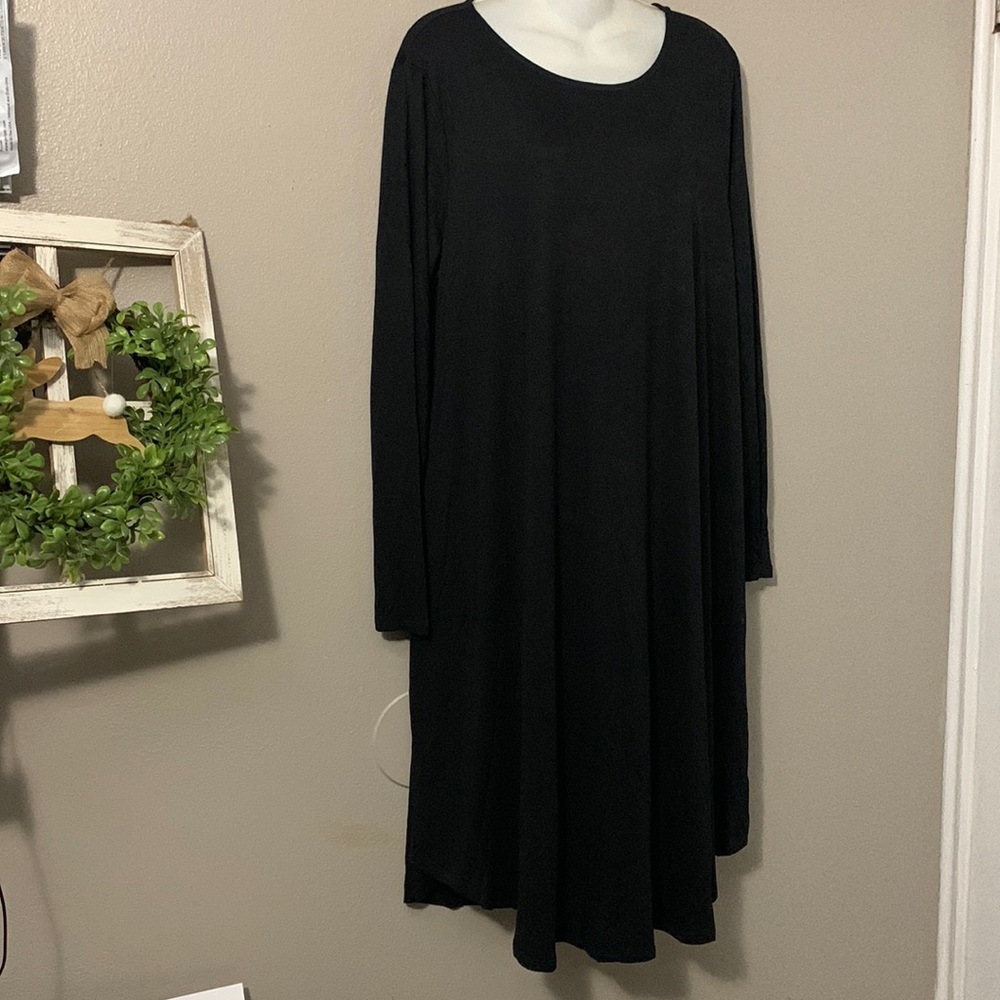 Long Sleeve Round Neck A-Line Tunic Dress with Side Pocket NEW